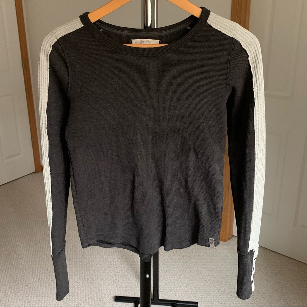 Free People Tasha Waffle Knit Thermal Top Size Small - Picture 2 of 10